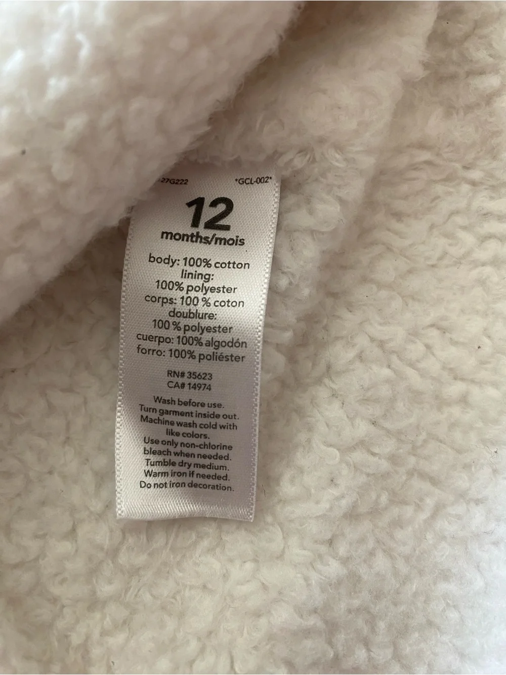Carter's White Hooded Pea Coat with Gold Buttons